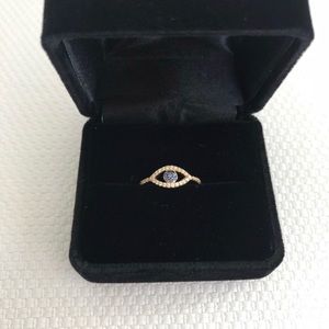 APM Monaco Pinky Sterling Silver Yellow Eye Ring
